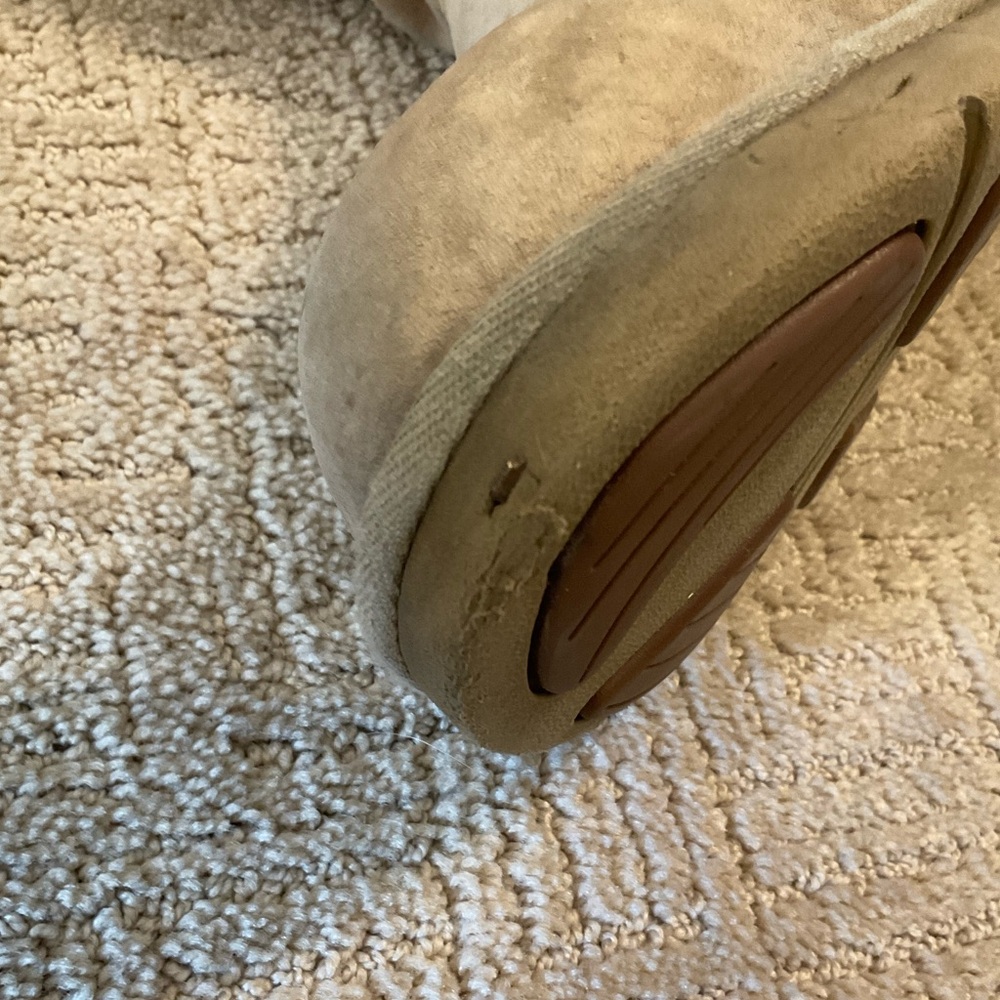 🔸💜 UGG Tall Winter Boots Leather Soft Sheepskin Lined Tan Back Zip Size 10 - Picture 7 of 10